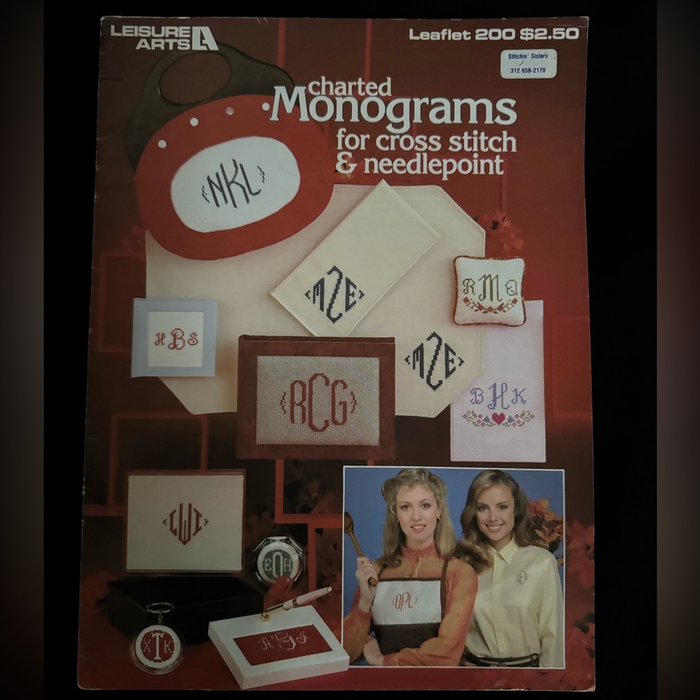 🌷Vintage Leisure Arts Charted Monograms for Cross Stitch & Needlepoint